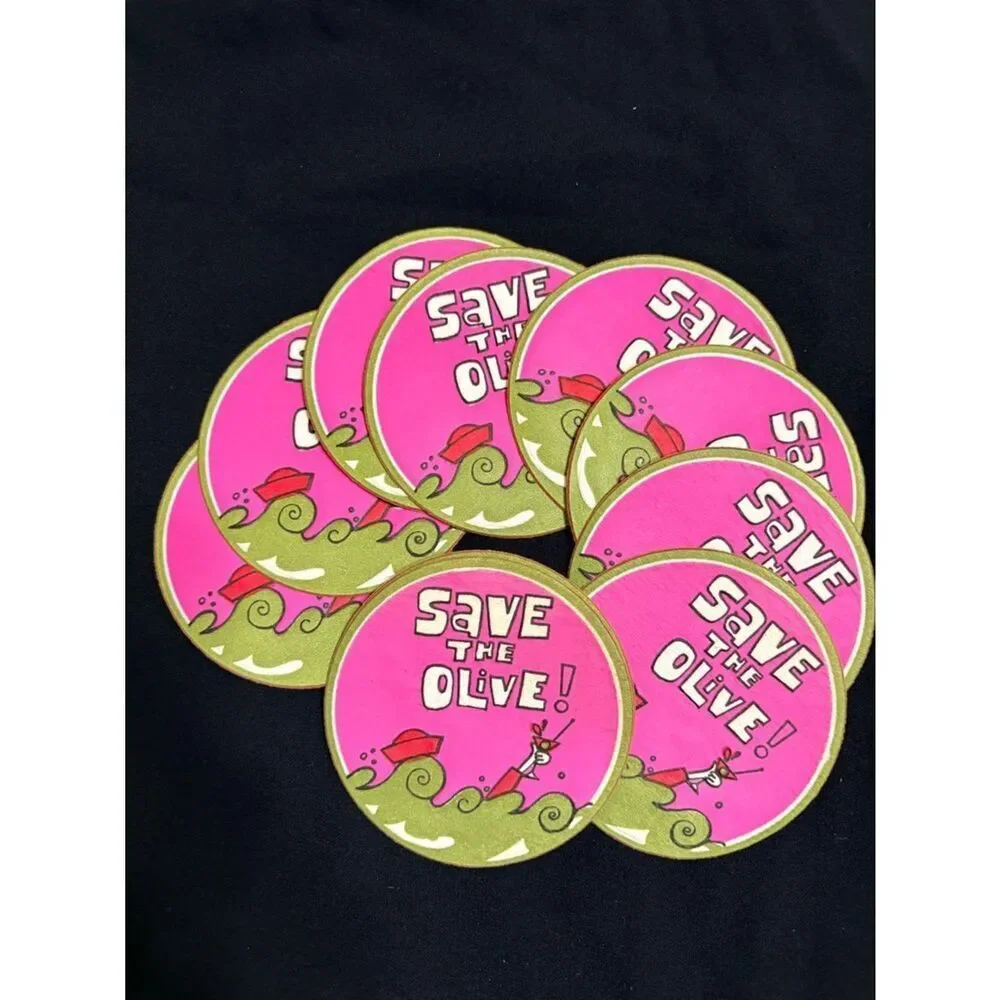 Vintage Coasters Lot Sopp’s Strawberry Ladybug Save the Olive Retro